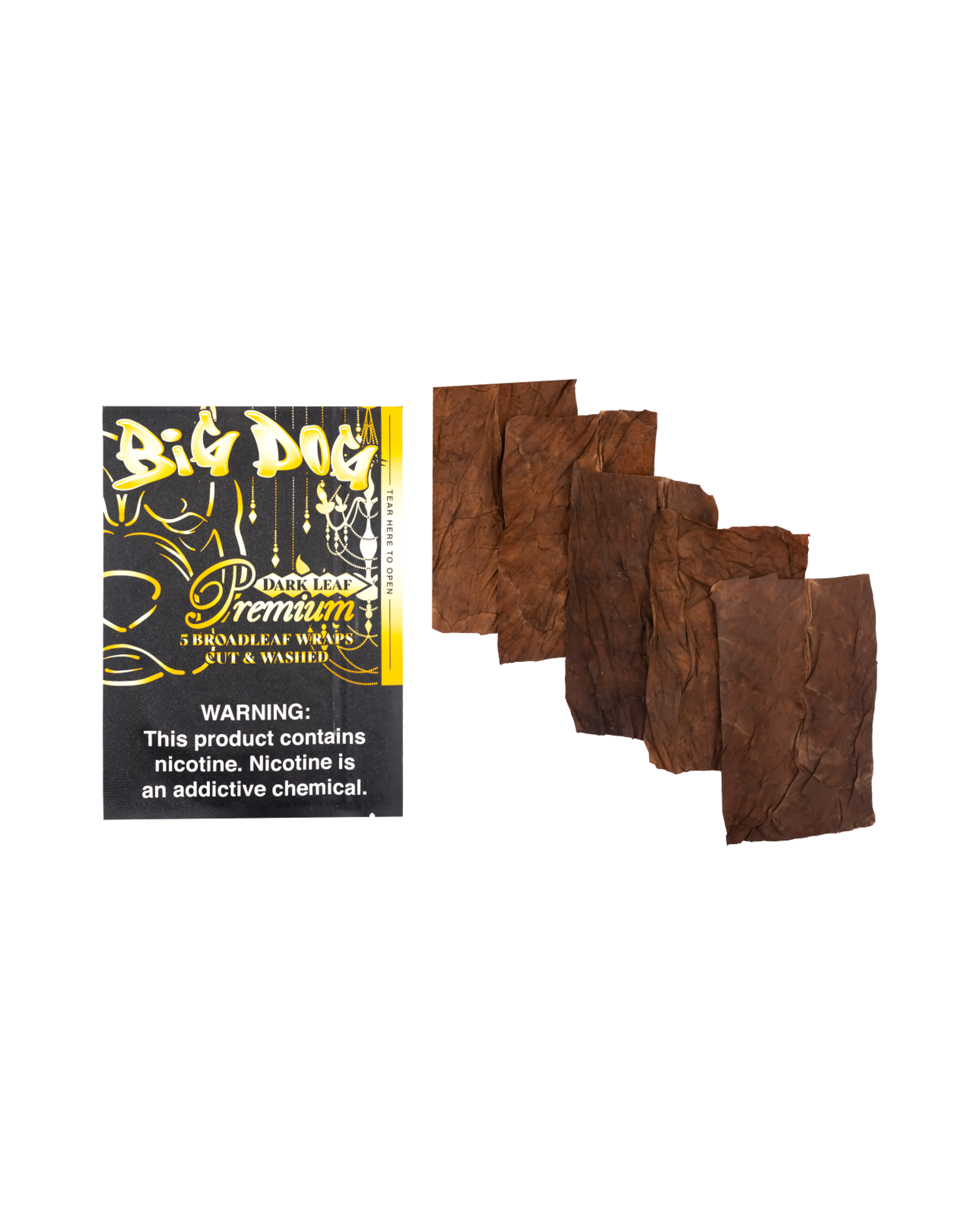 Premium Dark Leaf – 5X Pre-Cut Loose Leaf Wraps