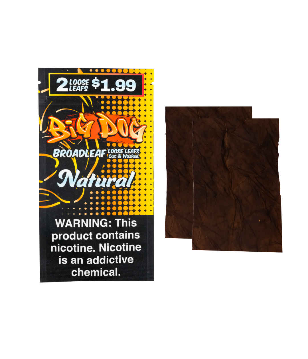 Natural – Big Dog 2X Leaf Wrap | Natural Pre-Cut Tobacco Leaves